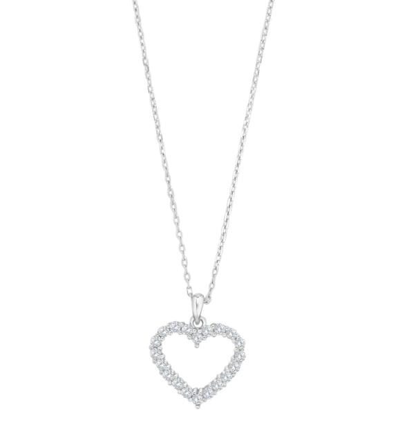 JOANLI NOR OBINOR HALSKÆDE SØLV HJERTE MED STEN - 20452300900