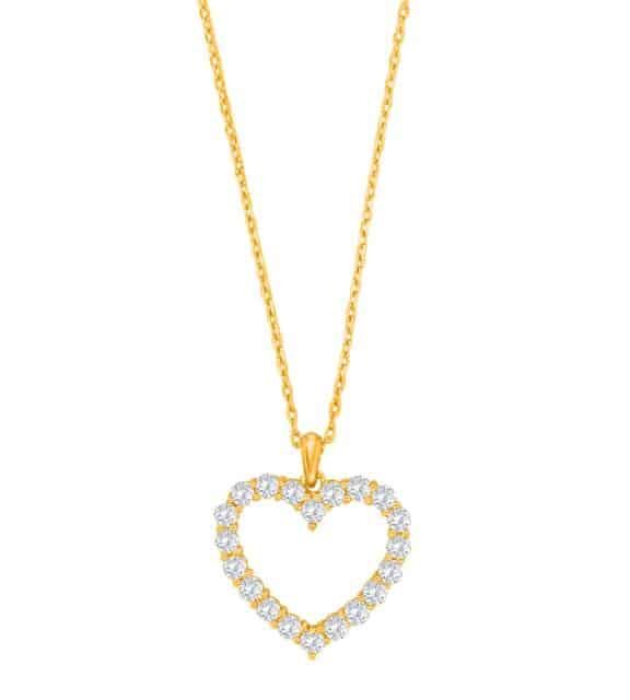 JOANLI NOR HALSKÆDE SØLV FORGYLDT OBINOR HJERTE MED ZIRKONIA - 20452315900