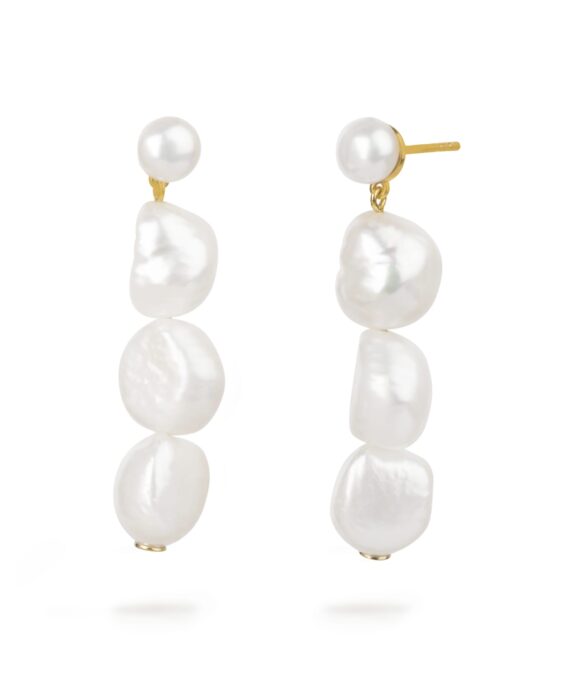 BYBIEHL AURA GRANDE SHOW ØRERINGE FORGYLDT SØLV MED PERLER - 4-1512-GP