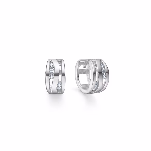 RANDERS SØLV ØRERINGE CREOL MED STEN - 502513