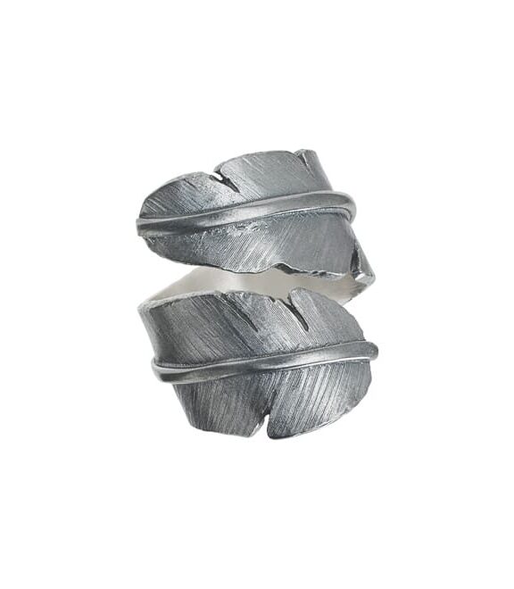 HEIRING FJER RING BRED I OXYDERET SØLV - 51-5-89OX