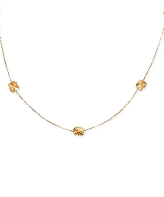 FLORA DANICA FIRKLØVER HALSKÆDE FORGYLDT SØLV - FLC-NELO-G