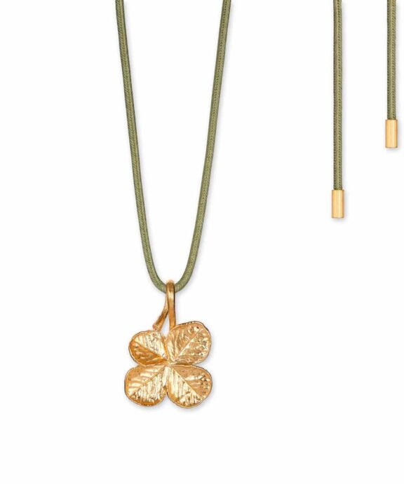 FLORA DANICA FIRKLØVER HALSKÆDE FORGYLDT SØLV - FLC-SILKNE-G