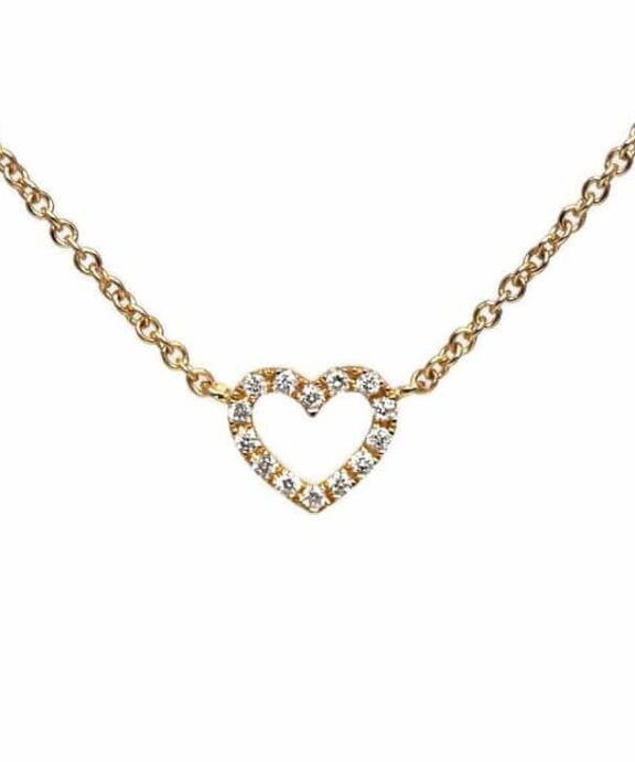 CHRISTOFFERSEN JEWELLERY HJERTE HALSKÆDE 14 KARAT GULD MED 0,07 CARAT BRILLANTER - 2000152