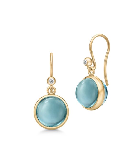 JULIE SANDLAU PRIME ØRERINGE AQUA BLUE QUARTZ 14 KARAT GULD - YG14-HKS772AQBLUQ