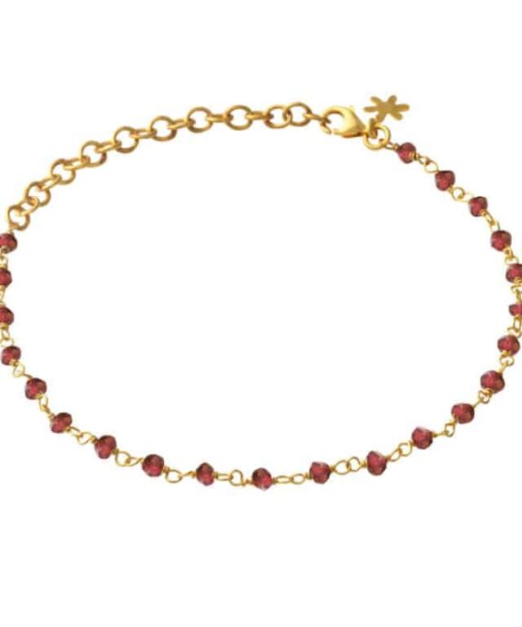 SUSANNE FRIIS BJØRNER  SØLV FORGYLDT ARMBÅND MED GRANAT - 1433-2-134