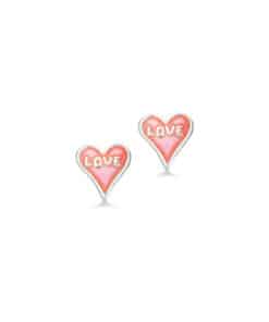 SCROUPLES ØRERINGE PÅ STIK MED PINK HJERTE LOVE I SØLV - 161542