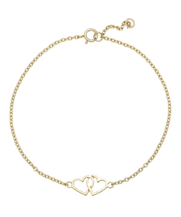 LUND COPENHAGEN ARMBÅND 8 KARAT GULD MED DOBBELT HJERTE - 3011370