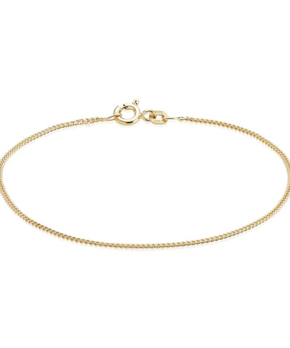 BNH ARMBÅND 8 KARAT GULD PANSER FACET 1,3 MM BRED OG 18 CM LANG - P804518F