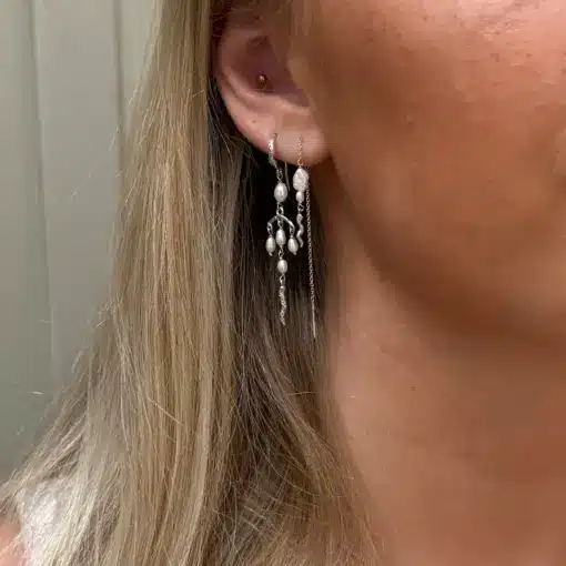 SISTIE ROSE SØLV ØRERINGE  MED PERLER - Z1246SWSWHITE - Billede 2