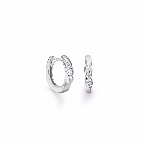 RANDERS SØLV SNOET ØRERINGE MED ZIRKONER - 503413