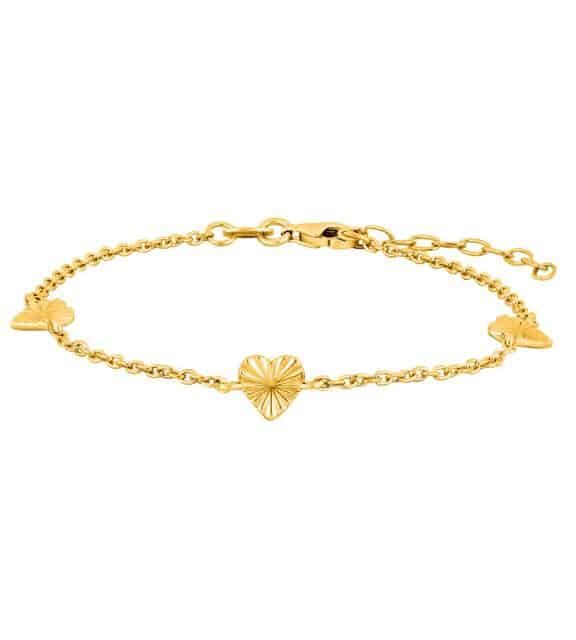 NORDAHL JEWELLERY ACTOR52 PLISSÉ ARMBÅND FORGYLDT SØLV MED HJERTER - 80260075900