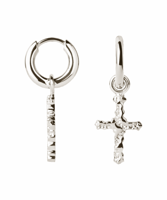 CAMILLE BRINCH CROSS CONTRAST ØRERINGE SØLV - CCOE