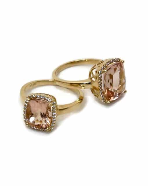 CHRISTOFFERSEN JEWELLERY ROSET RING 14 KARAT GULD MED MORGANIT OG 0,115 CARAT BRILLANTER - 5070957-53 - Billede 6