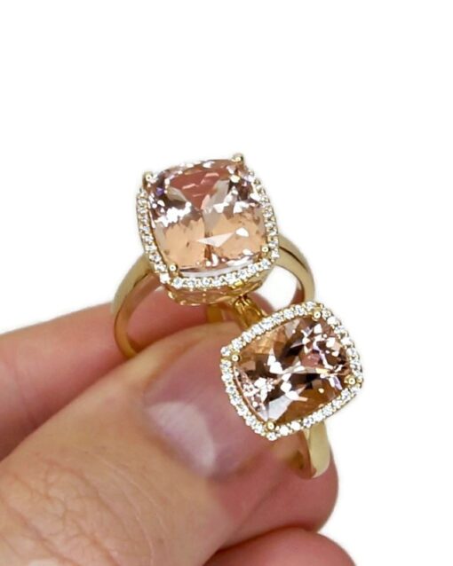 CHRISTOFFERSEN JEWELLERY ROSET RING 14 KARAT GULD MED MORGANIT OG 0,115 CARAT BRILLANTER - 5070957-53 - Billede 5