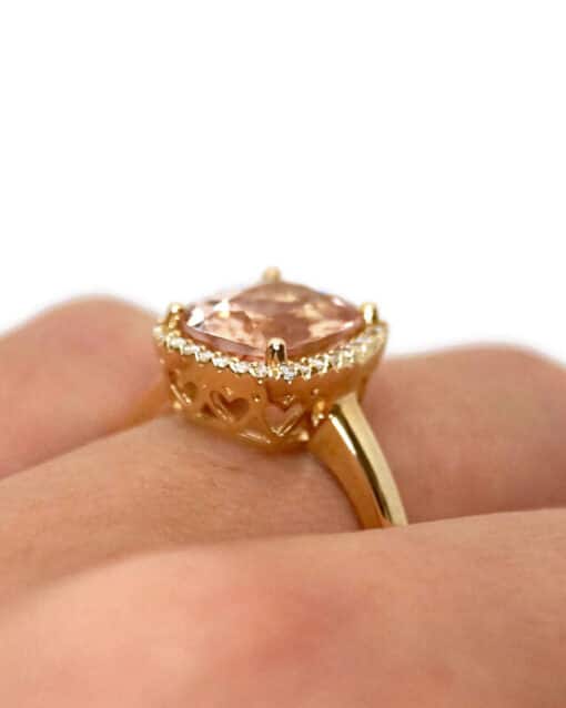 CHRISTOFFERSEN JEWELLERY ROSET RING 14 KARAT GULD MED MORGANIT OG 0,115 CARAT BRILLANTER - 5070957-53 - Billede 4