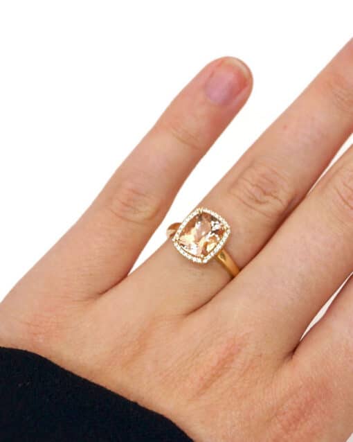 CHRISTOFFERSEN JEWELLERY ROSET RING 14 KARAT GULD MED MORGANIT OG 0,115 CARAT BRILLANTER - 5070957-53 - Billede 3