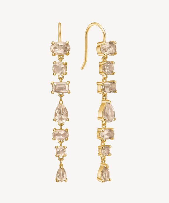 CARRÉ AMELIA SØLV FORGYLDTE ØRERINGE CHAMPAGNE KVARTS - FH 4419 CHQ