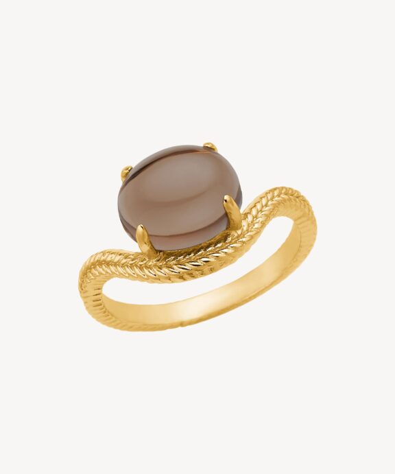 CARRÈ ADORN SØLV FORGYLDT RING MED RØG KVARTS - FR 4530 ST