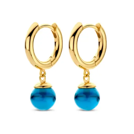 SPIRIT ICONS ‘FIGARO’ HOOP FORGYLDT SØLV MED BLÅ STEN - 42192
