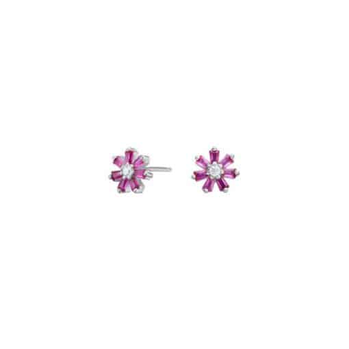 NORDAHL JEWELLERY SØLV ØRESTIKKER BLOMST RØD - 30458180900