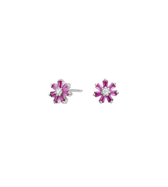 NORDAHL JEWELLERY SØLV ØRESTIKKER BLOMST RØD - 30458180900