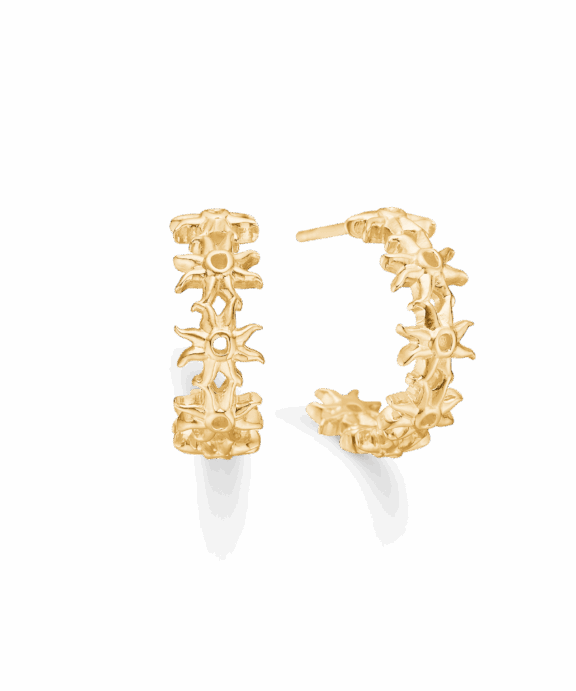 STUDIO Z OCEAN AURA SØLV FORGYLDT ØRERINGE MED SOL - 7210926