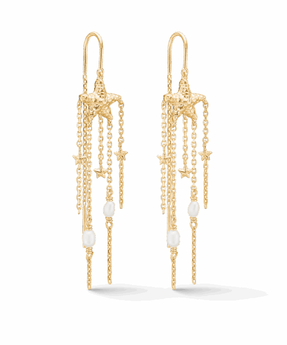 STUDIO Z STARFISH LUSTRE SØLV FORGYLDT ØRERINGE MED PERLER - 7213903