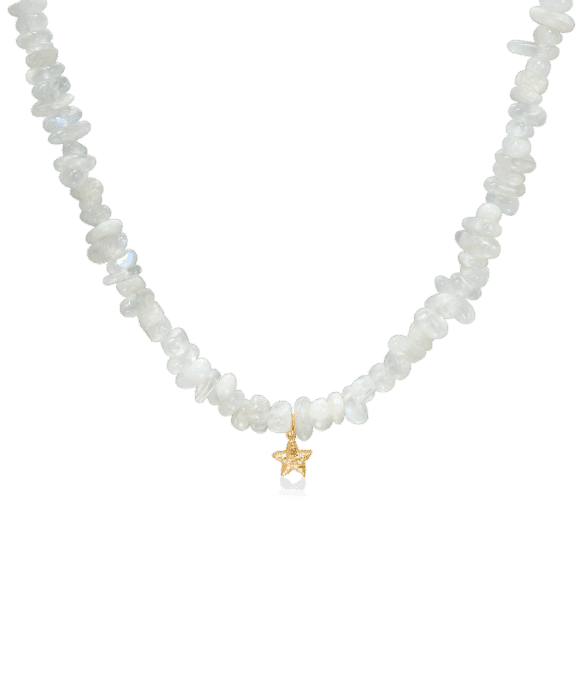 STUDIO Z STARFISH LUSTRE SØLV FORGYLDT HALSKÆDE MED HVIDE MÅNESTEN - 7226894