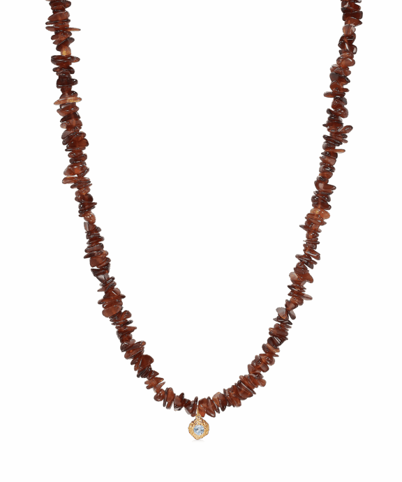 STUDIO Z WILD CLIFF SØLV FORGYLDT HALSKÆDE MED HESSONIT - 7226896