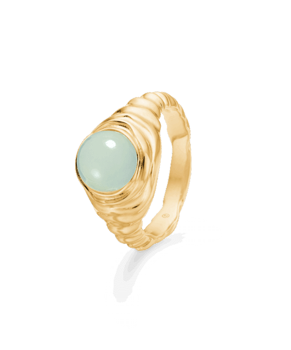 STUDIO Z ENDLESS WAVES SØLV FORGYLDT RING GRØN ZIRKON - 7247914