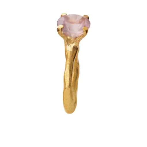 SUSANNE FRIIS BJØRNER RING FORGYLDT MED 10 MM ROSENKVARTS - STR. 55 - 1630-2-106