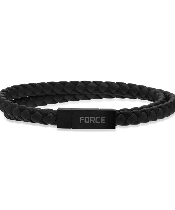 SCROUPLES FORCE ARMBÅND FLETTET LÆDER SORT 21 CM - 02981,21