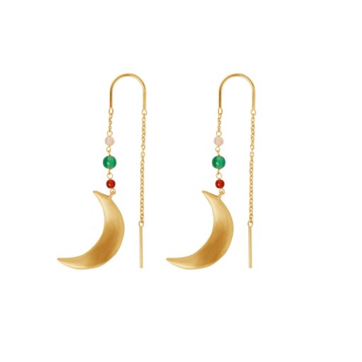 BYBIEHL SUMMER MOON ØRERINGE METALBLANDING MED FARVEDE STEN - 4-5302M-GP