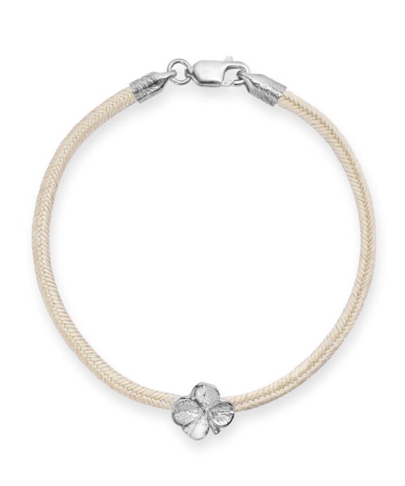 FLORA DANICA SILKE ARMBÅND CHAMPAGNE MED FIRKLØVER 16,5 CM - FLC-SILK-CHAMPAGNE-16-S