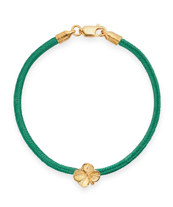 FLORA DANICA FIRKLØVER SILKEARMBÅND MØRKEGRØN 16 CM - FLC-SILK-DARKGREEN-16-G