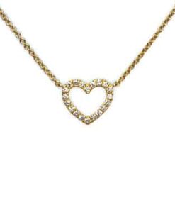 CHRISTOFFERSEN JEWELLERY HJERTE HALSKÆDE 14 KARAT GULD MED 0,23 CARAT BRILLANTER – 2000183