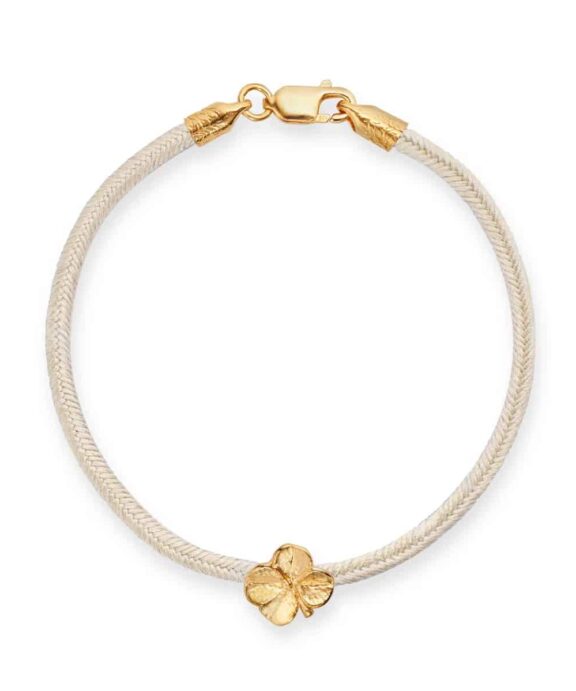 FLORA DANICA SILKE ARMBÅND CHAMPAGNE MED FORGYLDT SØLV 18 CM - FLC-SILK-CHAMPAGNE-18-G