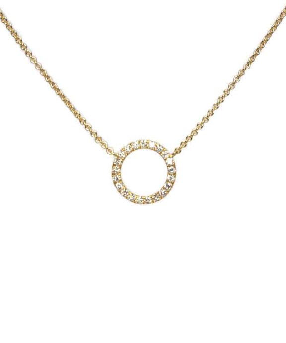 CHRISTOFFERSEN JEWELLERY HALSKÆDE 14 KARAT GULD CIRKEL MED 0,26 CARAT BRILLANTER – 2000182
