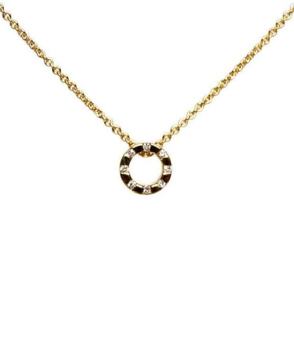 CHRISTOFFERSEN JEWELLERY HALSKÆDE 14 KARAT GULD CIRKEL MED 0,06 CARAT BRILLANTER – 2000121