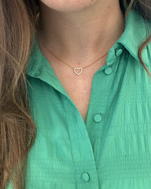 CHRISTOFFERSEN JEWELLERY HJERTE HALSKÆDE 14 KARAT GULD MED 0,23 CARAT BRILLANTER – 2000183 - Image 2