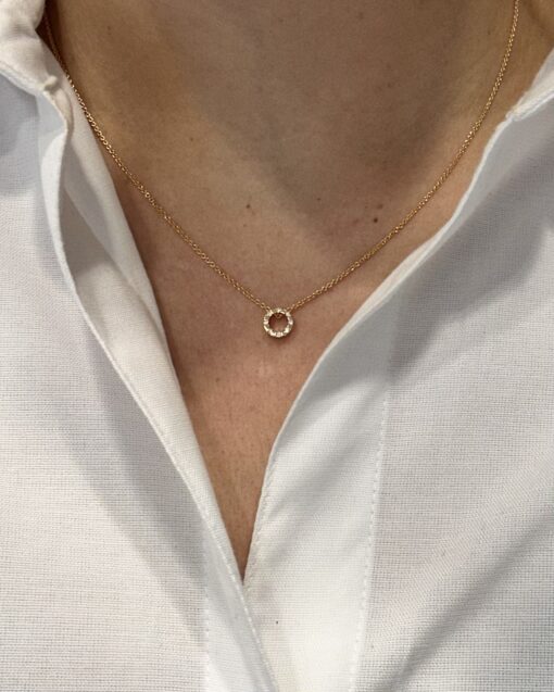 CHRISTOFFERSEN JEWELLERY HALSKÆDE 14 KARAT GULD CIRKEL MED 0,06 CARAT BRILLANTER – 2000121 - Image 3