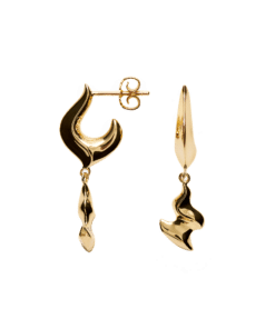 CAMILLE BRINCH LARGE FLASHING FLAMES ØRERINGE SØLV FORGYLDT - LFFLE-FG