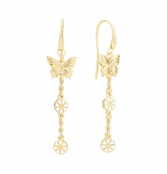 LUND SØLV FORGYLDTE ØRERINGE MED SOMMERFUGL - 9095101-2-M