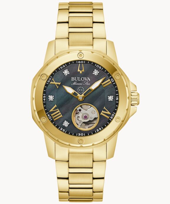 BULOVA MARINE STAR AUTOMATIK UR DAME GULD FARVET - 97P171