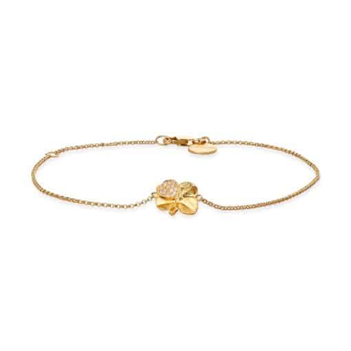 FLORA DANICA FIRKLØVER ARMBÅND PAVÉ FORGYLDT SØLV - FLC-BR-G-PAVE - Image 5
