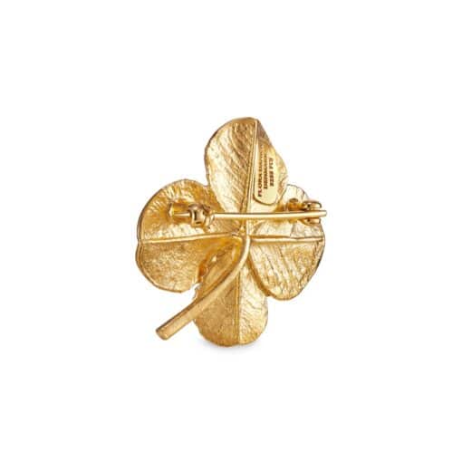 FLORA DANICA FIRKLØVER BROCHE PAVÉ FORGYLDT SØLV - FLC-BRO-G-PAVE - Image 3