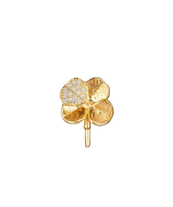 FLORA DANICA FIRKLØVER EARCUFF PAVÉ FORGYLDT SØLV - FLC-EACU-G-PAVE