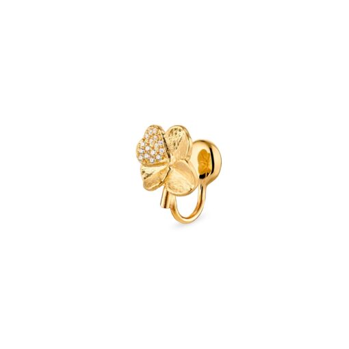 FLORA DANICA FIRKLØVER EARCUFF PAVÉ FORGYLDT SØLV - FLC-EACU-G-PAVE - Image 4