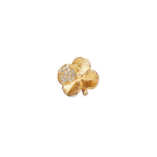 FLORA DANICA FIRKLØVER PIN BROCHE PAVÉ FORGYLDT SØLV - FLC-PI-G-PAVE